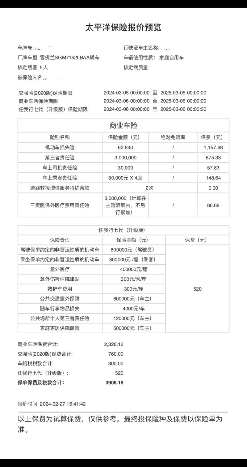 【车险报价查询一览表,2021车险报价单】