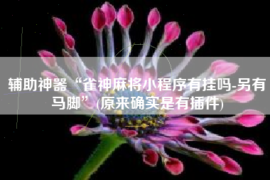 辅助神器“雀神麻将小程序有挂吗-另有马脚	”(原来确实是有插件)