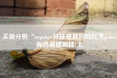 实测分析“wepoker开挂是真的吗红龙poker有透视辅助挂(太