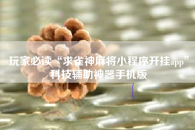 玩家必读“求雀神麻将小程序开挂app”科技辅助神器手机版