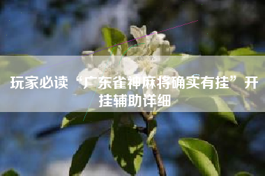 玩家必读“广东雀神麻将确实有挂”开挂辅助详细