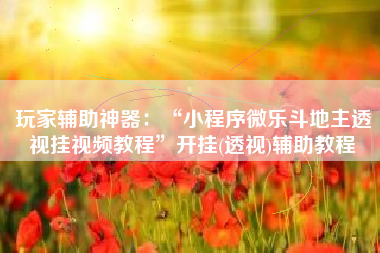 玩家辅助神器：“小程序微乐斗地主透视挂视频教程”开挂(透视)辅助教程