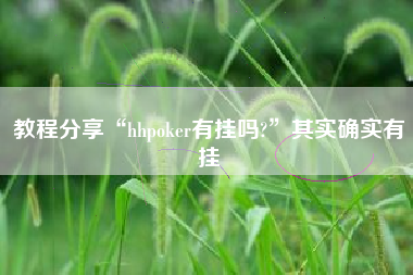 教程分享“hhpoker有挂吗?”其实确实有挂