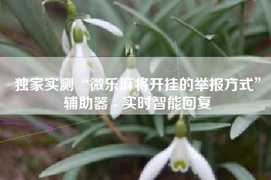 独家实测“微乐麻将开挂的举报方式”辅助器 - 实时智能回复