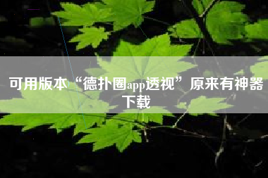 可用版本“德扑圈app透视”原来有神器下载