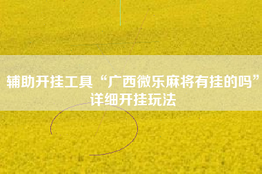 辅助开挂工具“广西微乐麻将有挂的吗”详细开挂玩法