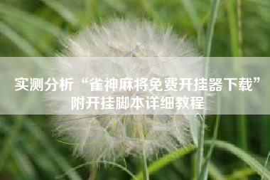 实测分析“雀神麻将免费开挂器下载”附开挂脚本详细教程