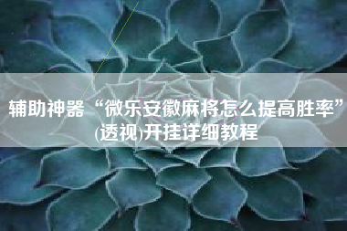 辅助神器“微乐安徽麻将怎么提高胜率”(透视)开挂详细教程