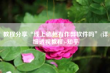 教程分享“线上德州有作弊软件吗”(详细透视教程)-知乎