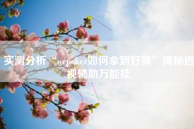 实测分析“wepoker如何拿到好牌”揭秘透视辅助万能挂
