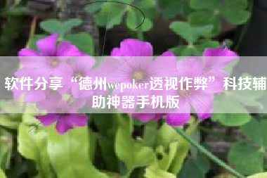 软件分享“德州wepoker透视作弊”科技辅助神器手机版