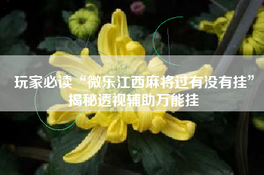 玩家必读“微乐江西麻将过有没有挂”揭秘透视辅助万能挂