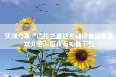 实测分享“德扑之星透视辅助器最新版本介绍	”原来有神器下载