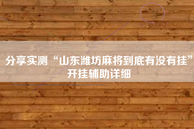 分享实测“山东潍坊麻将到底有没有挂”开挂辅助详细
