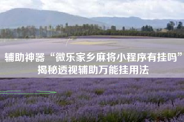 辅助神器“微乐家乡麻将小程序有挂吗”揭秘透视辅助万能挂用法