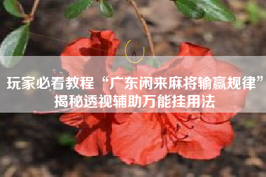 玩家必看教程“广东闲来麻将输赢规律”揭秘透视辅助万能挂用法