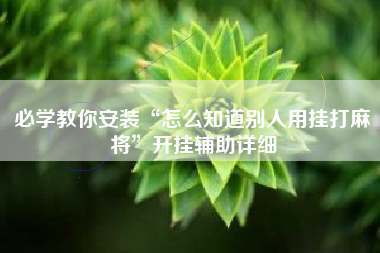 必学教你安装“怎么知道别人用挂打麻将”开挂辅助详细