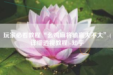 玩家必看教程“幺鸡麻将输赢大不大”(详细透视教程)-知乎