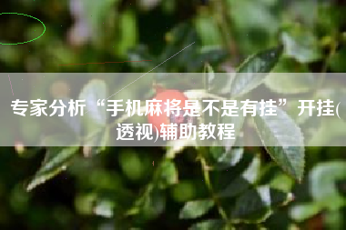 专家分析“手机麻将是不是有挂”开挂(透视)辅助教程