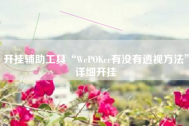 开挂辅助工具“WePOKer有没有透视方法”详细开挂