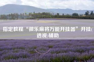 指定教程“微乐麻将万能开挂器”开挂(透视)辅助