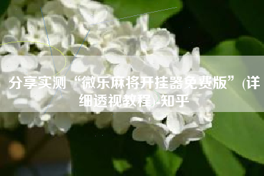 分享实测“微乐麻将开挂器免费版”(详细透视教程)-知乎