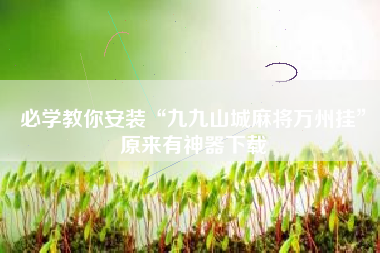 必学教你安装“九九山城麻将万州挂”原来有神器下载