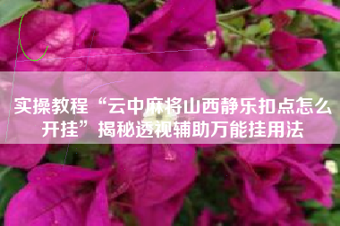 实操教程“云中麻将山西静乐扣点怎么开挂”揭秘透视辅助万能挂用法