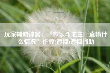 玩家辅助神器：“微乐斗地主一直输什么情况”作弊(透视)透视辅助