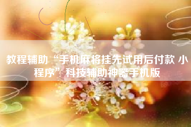 教程辅助“手机麻将挂先试用后付款 小程序”科技辅助神器手机版