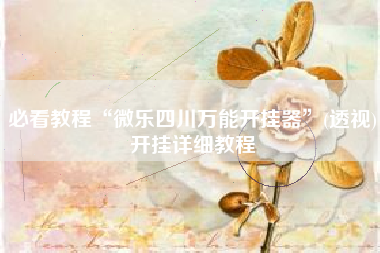 必看教程“微乐四川万能开挂器”(透视)开挂详细教程