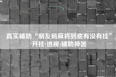 真实辅助“朋友局麻将到底有没有挂”开挂(透视)辅助神器