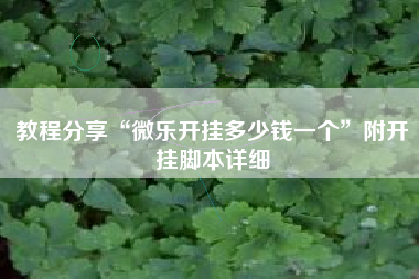 教程分享“微乐开挂多少钱一个	”附开挂脚本详细