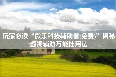 玩家必读“微乐科技辅助器(免费)	”揭秘透视辅助万能挂用法