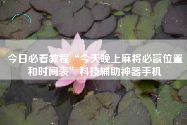 今日必看教程“今天晚上麻将必赢位置和时间表”科技辅助神器手机