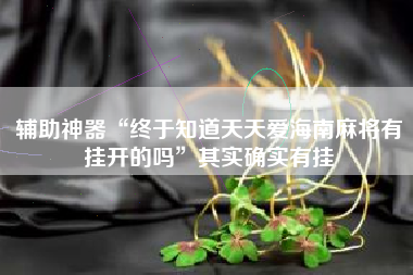 辅助神器“终于知道天天爱海南麻将有挂开的吗”其实确实有挂