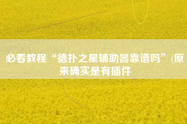 必看教程“德扑之星辅助器靠谱吗”(原来确实是有插件
