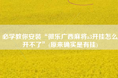 必学教你安装“微乐广西麻将a3开挂怎么开不了”(原来确实是有挂)