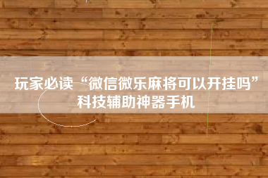 玩家必读“微信微乐麻将可以开挂吗”科技辅助神器手机