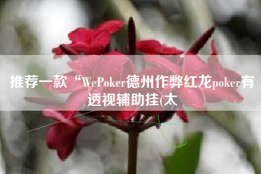 推荐一款“WePoker德州作弊红龙poker有透视辅助挂(太