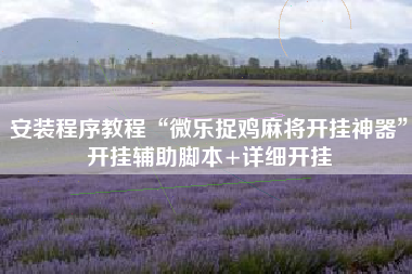 安装程序教程“微乐捉鸡麻将开挂神器	”开挂辅助脚本+详细开挂