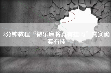 3分钟教程“微乐麻将真有挂吗”其实确实有挂