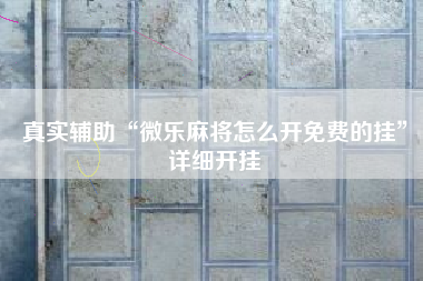 真实辅助“微乐麻将怎么开免费的挂”详细开挂