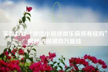 实操教程“微信小程序微乐麻将有挂吗	”揭秘透视辅助万能挂