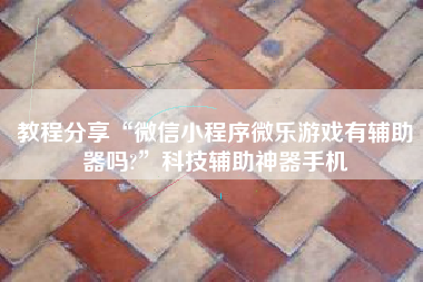 教程分享“微信小程序微乐游戏有辅助器吗?”科技辅助神器手机