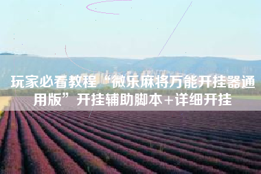 玩家必看教程“微乐麻将万能开挂器通用版	”开挂辅助脚本+详细开挂