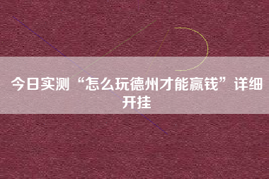 今日实测“怎么玩德州才能赢钱”详细开挂