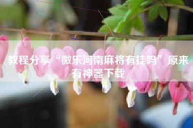 教程分享“微乐河南麻将有挂吗”原来有神器下载