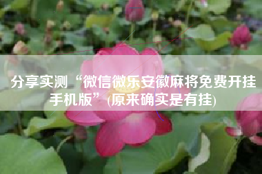 分享实测“微信微乐安徽麻将免费开挂手机版”(原来确实是有挂)