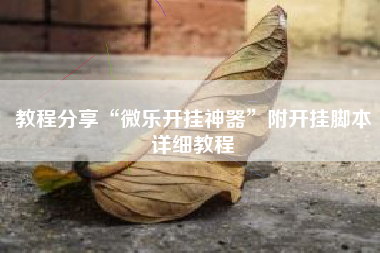 教程分享“微乐开挂神器	”附开挂脚本详细教程